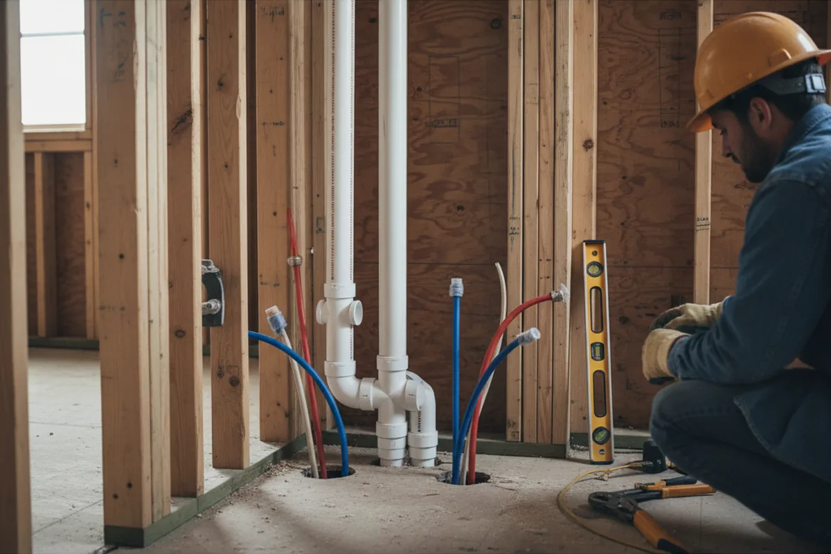 Drain and supply rough-in during Garbage Disposal Repair in Vass