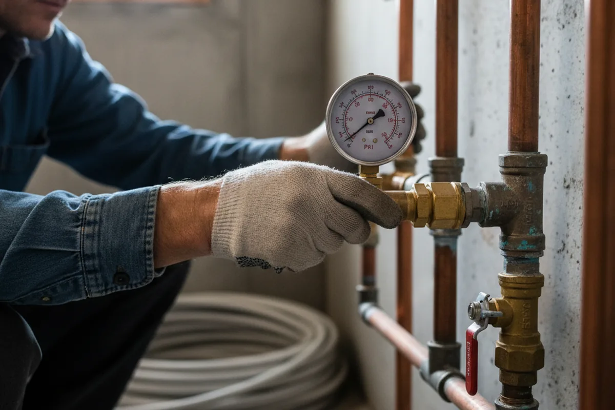 Pressure testing a repaired line during Water Line Repair in Vass